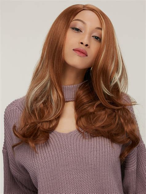 Synthetic Long Wavy Side Parting Colormix Wig Brown To Blonde Short