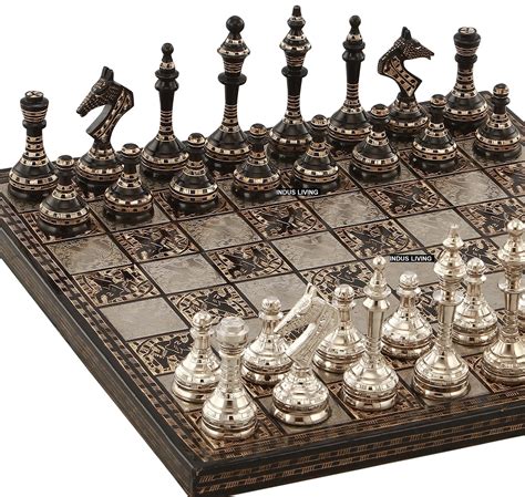 Buy Chess Game Board Set Collectible Handmade Luxury Heavy Metal Brass