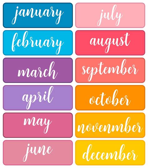 10 Best Printable Calendar Month Labels Artofit