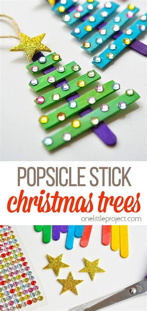 Glittering Popsicle Stick Christmas Trees Recipe Stick Christmas