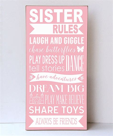 Take A Look At This Light Pink And White Sister Rules Wall Sign Today