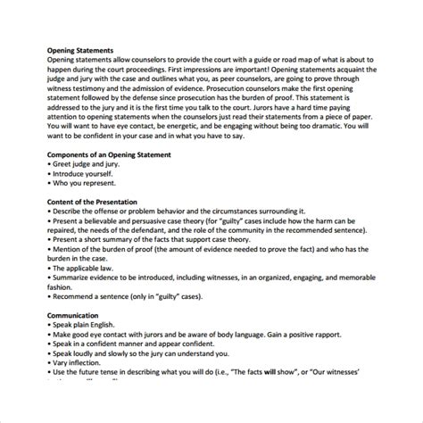 10 Opening Statement Templates to Download | Sample Templates