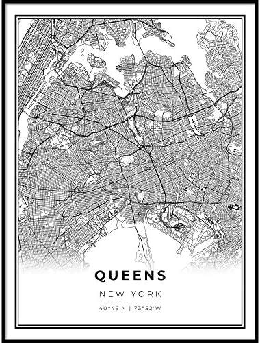 Vintage Map Of Queens New York Old Queens Nyc Queens Wall Map Queens