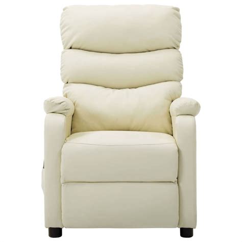 Electric Massage Reclining Chair Cream Faux Leather