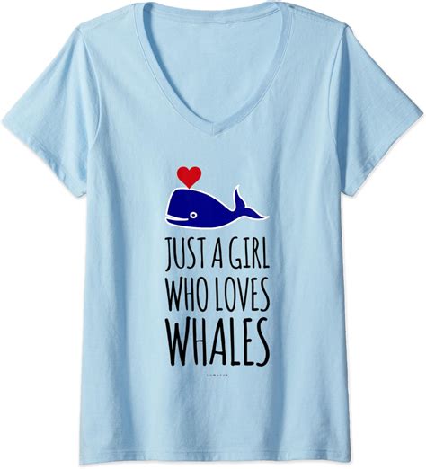 Womens Just A Girl Who Loves Whales Tee Shirt Whale Lover T V Neck