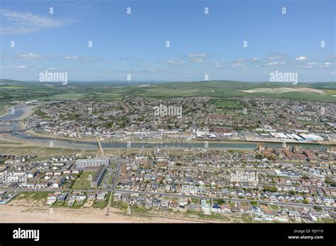 An Aerial View Of The West Sussex Coastal Town Of Shoreham By Sea On A