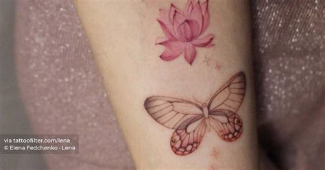 Butterfly Crescent Moon And Lotus Flower Tattooed On