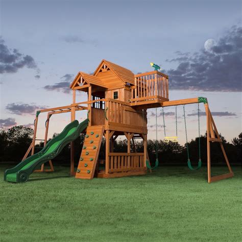 Backyard Discovery Skyfort Ii Residential Wood Playset With Slide In