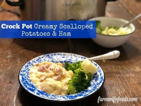 Butter a large casserole dish. Crock Pot Creamy Scalloped Potatoes and Ham - The Farmwife ...