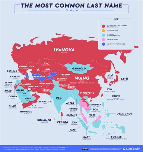 Review the 100 most common u.s. World map: The most common Surnames in every country (and ...