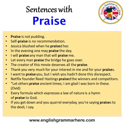 Sentences With Praise Praise In A Sentence In English Sentences For