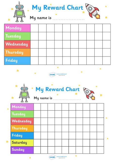 Printable Reward Charts Sticker Chart Reward Chart Kids