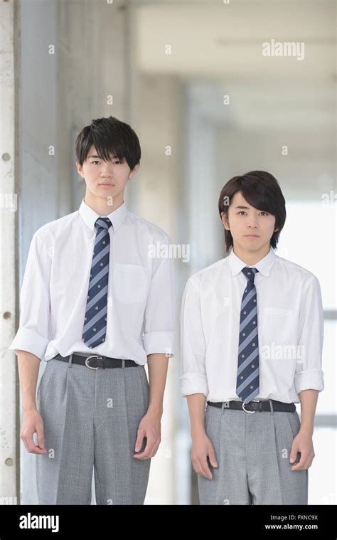 Japanese High School Students In School Corridor Stock Photo Alamy