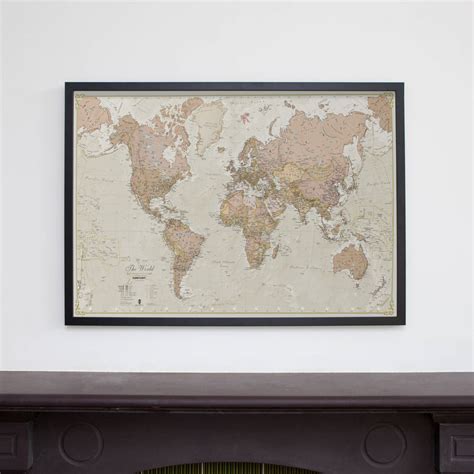 Framed Antique Map Of The World By Maps International
