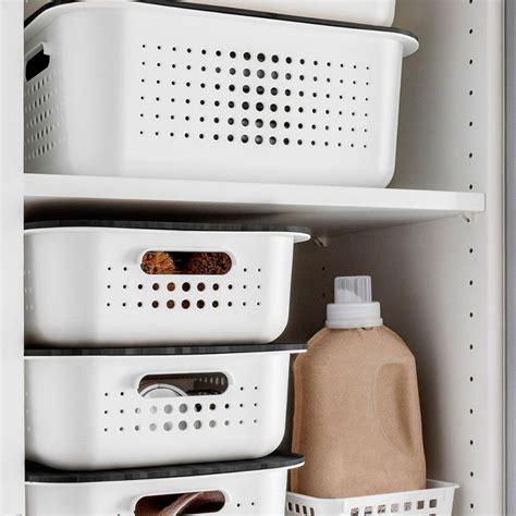 White Nordic Storage Baskets With Handles The Container Store