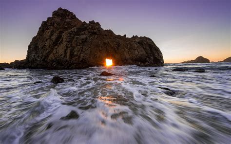 Download Wallpaper 2560x1600 Sea Ocean Rock Light Sunset Hd Background