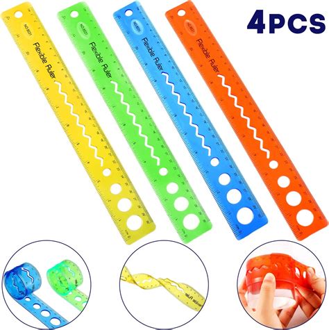4 Pieces Flexible Rulers 12 Inch Transparent Rulers