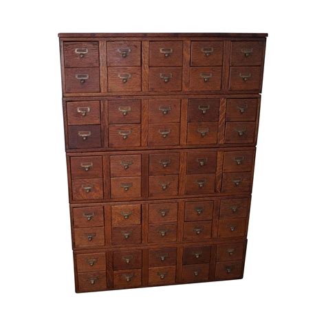 Library file cabinet card tag label holders frames copper tone 85mm x 42mm 5pcs. Antique Fifty-Drawer Oak Library File Cabinet | Chairish