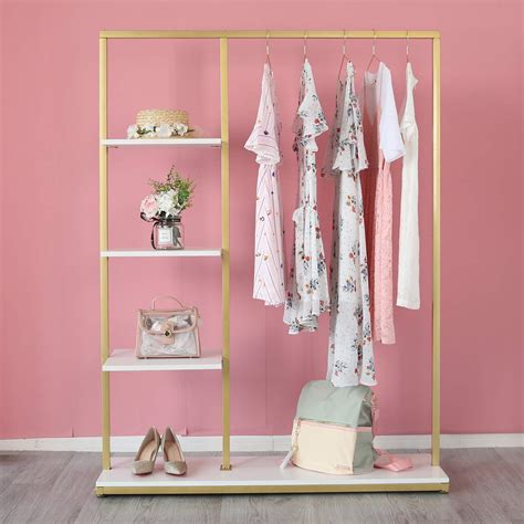 Fonechin Metal Gold Clothing Rack For Boutique Use Heavy Duty Garment