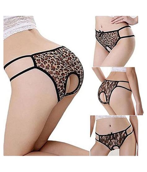 Buy Women Leopard Camouflage Crotchless Thongs Briefs G String Lingerie Underwear Online At Best
