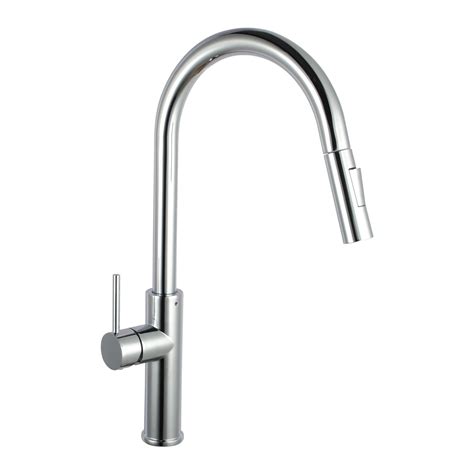 Round Chrome 360°swivel Pull Out Kitchen Sink Mixer Tap With Sprayer
