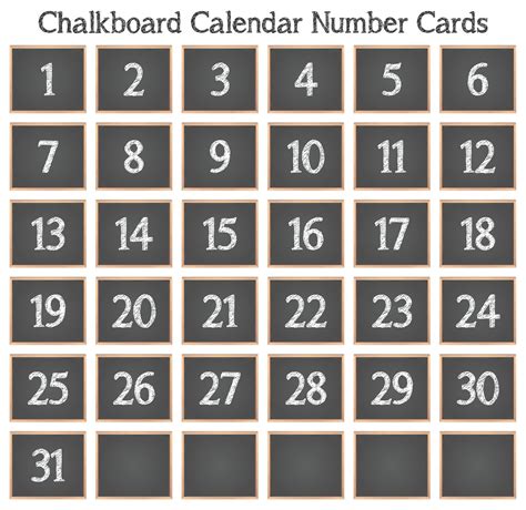 Printable Number Cards 1 31 Calendar Printablee Preschool Craft