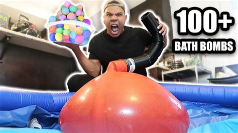 Giant 6ft Water Balloon 100 Bath Bombs Experiment Explosion Youtube