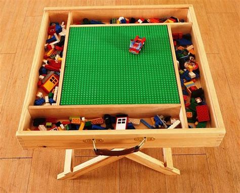 Foldable Lego Table And Organizer With Storage Wooden Chalkboard And