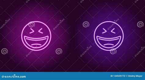 Neon Illustration Of Laughing Emoji Vector Icon Stock Vector