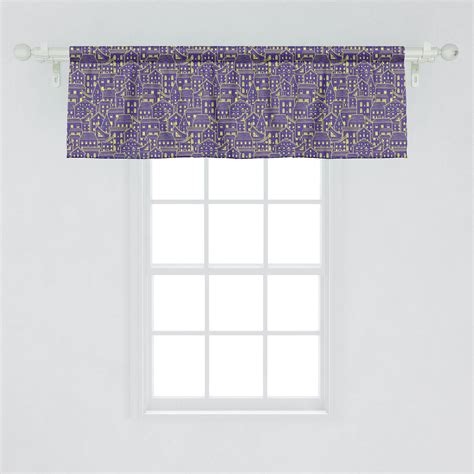 Ambesonne Cityscape Window Valance Doodle Pattern With Bicolour Design