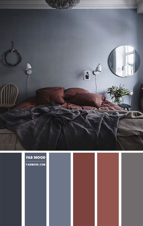Blue Grey And Brown Red Bedroom Colour Scheme In 2020 Red Bedroom