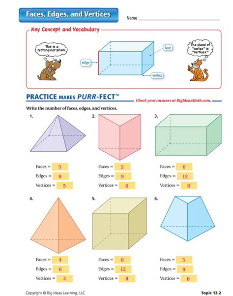 Faces Edges And Vertices Worksheet Answers Math Worksheet