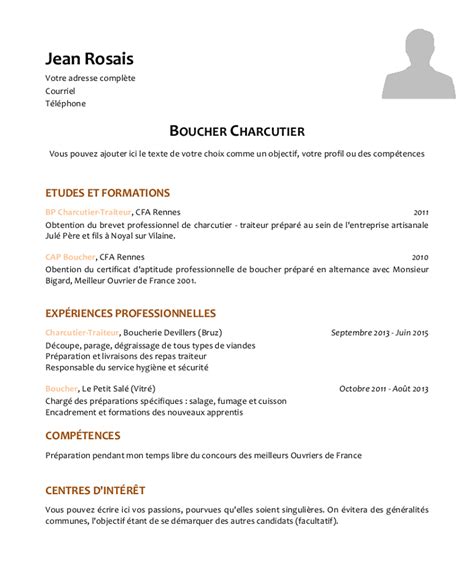 Par exemple, dans la banque. Exemple de CV charcutier-traiteur