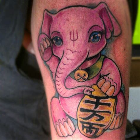 Lucky Elephant Neko Styleneko Japanese Tattoo Luckycat