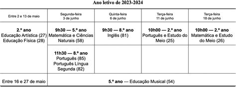 Calendário Escolar e de Exames Ano Letivo