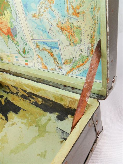 Vintage Old Cardboard Luggage Suitcase Brown Rustic Small Etsy