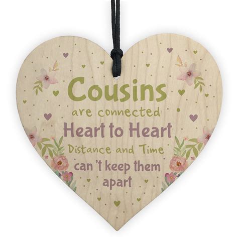 Novelty Cousin Ts Wooden Heart Plaques Birthday Christmas Ts For