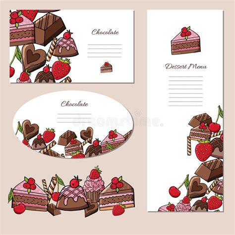 Chocolate Desserts Set Icons In Cartoon Style Big Collection Of