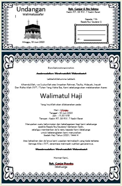 7 Contoh Undangan Walimatussafar Haji And Umroh
