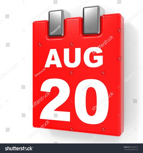 August 20 Calendar On White Background Stock Illustration 525663712