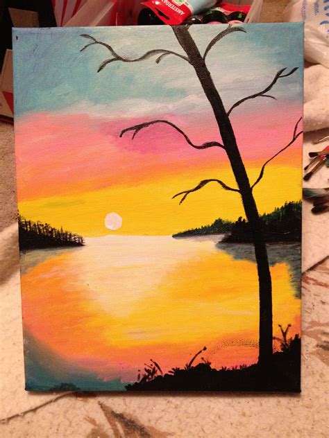 Beginner Sunset Paintings On Canvas Tropical Sunset Painting By Carol