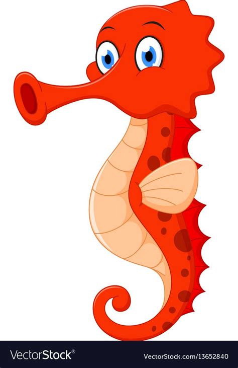 Cute Seahorse Cartoon Vector Image On Vectorstock Seahorse Cartoon