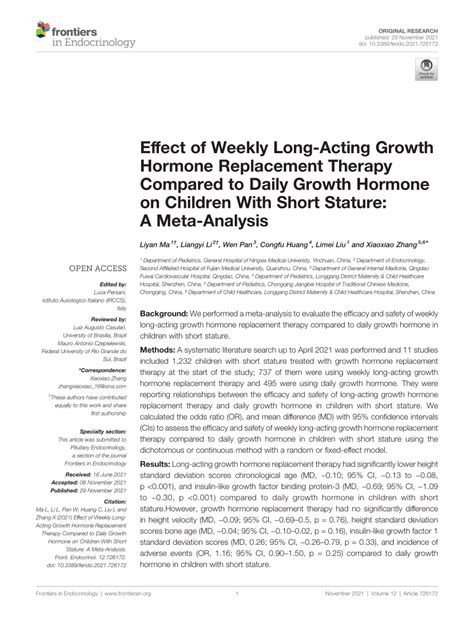 Pdf Effect Of Weekly Long Acting Growth Hormone Replacement Therapy