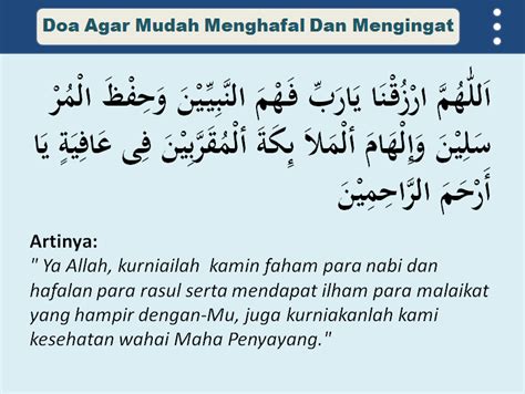Bacaan doa melatih ingatan jadi kuat. Doa Kuat Ingatan Dan Tak Mudah Lupa