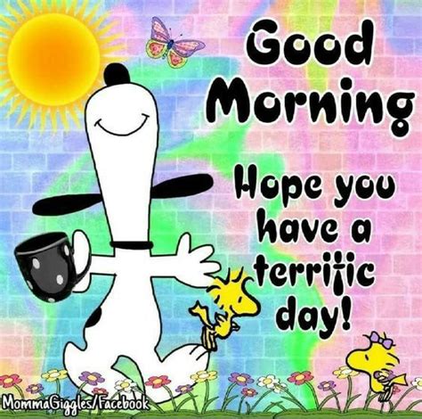 Snoopy Coffee Terrific Day Quote Good Morning Snoopy Good Morning