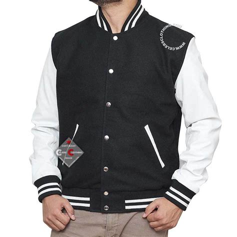 Black And White Varsity Jacket For Men