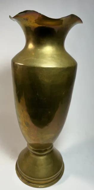World War Ii Vintage Ww2 Brass Trench Art Artillery Shell Vase 105mm