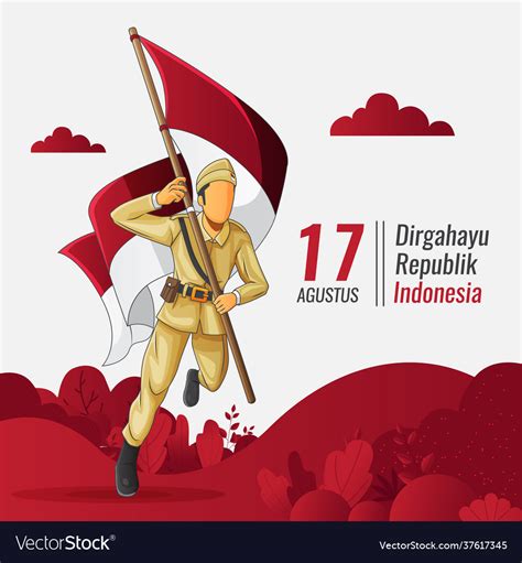 Indonesian Independence Greeting Card Royalty Free Vector