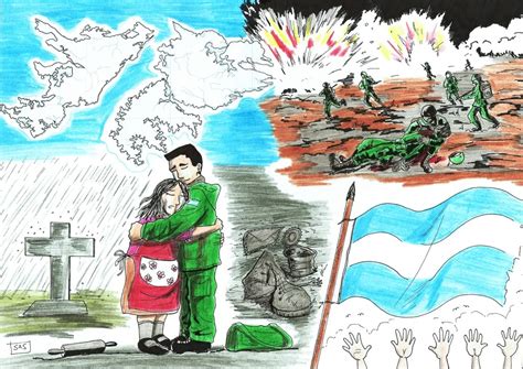 El 2 de abril de cada año, se recuerda a los soldados que participaron en la guerra de malvinas en el año 1982. Las Malvinas son Argentinas: Ilustración