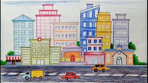 Download How to draw city scene step by step #2094 | IMAGESPERFECTGLASSCOM